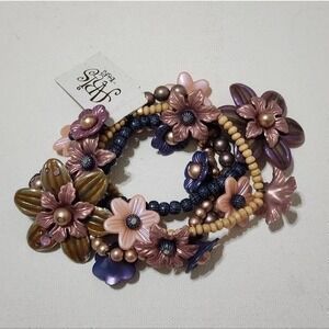 Treska‎ flower beaded bracelet bundle lot new!!!